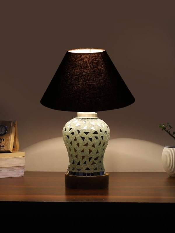 Multicolor Table Lamp | Artistic Mosaic Glass with Sturdy Wood Base | Decorative Ambient Light for Home D�cor | Perfect Blend of Modern & Traditional Style - Model DG127