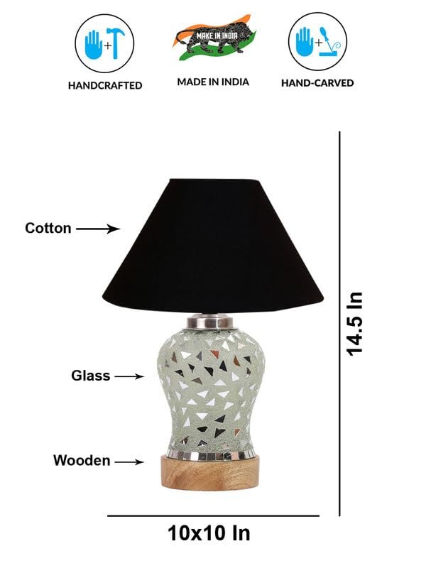 Multicolor Table Lamp | Artistic Mosaic Glass with Sturdy Wood Base | Decorative Ambient Light for Home D�cor | Perfect Blend of Modern & Traditional Style - Model DG127