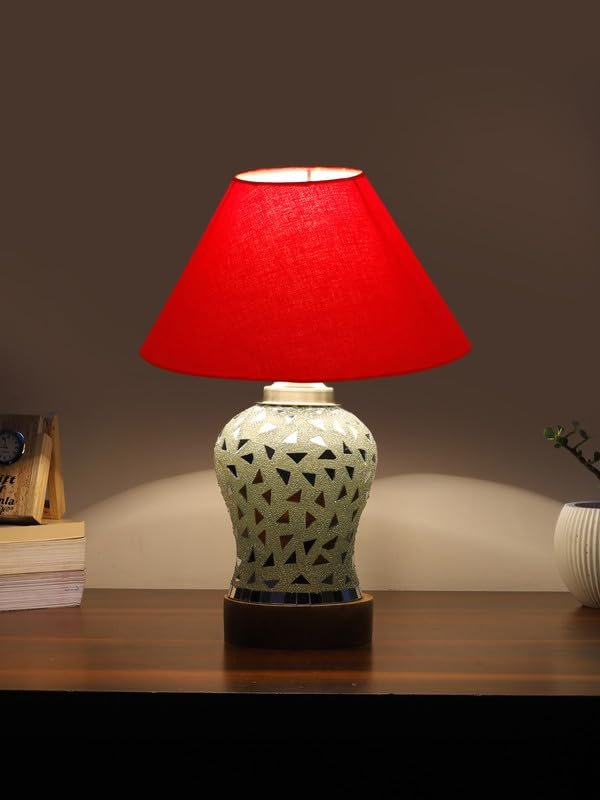Multicolor Table Lamp | Artistic Mosaic Glass with Sturdy Wood Base | Decorative Ambient Light for Home D�cor | Perfect Blend of Modern & Traditional Style - Model DG128