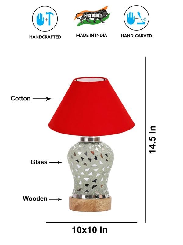 Multicolor Table Lamp | Artistic Mosaic Glass with Sturdy Wood Base | Decorative Ambient Light for Home D�cor | Perfect Blend of Modern & Traditional Style - Model DG128