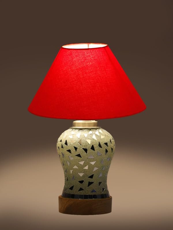 Multicolor Table Lamp | Artistic Mosaic Glass with Sturdy Wood Base | Decorative Ambient Light for Home D�cor | Perfect Blend of Modern & Traditional Style - Model DG128