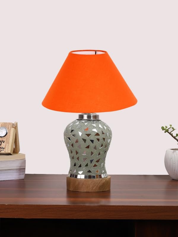 Multicolor Table Lamp | Artistic Mosaic Glass with Sturdy Wood Base | Decorative Ambient Light for Home D�cor | Perfect Blend of Modern & Traditional Style - Model DG129