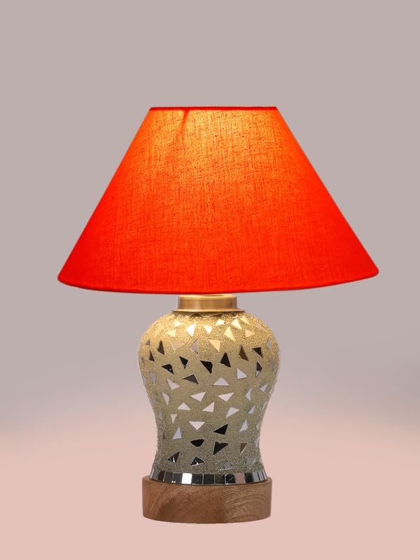 Multicolor Table Lamp | Artistic Mosaic Glass with Sturdy Wood Base | Decorative Ambient Light for Home D�cor | Perfect Blend of Modern & Traditional Style - Model DG129