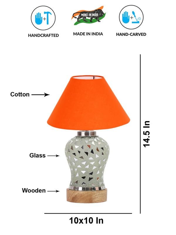 Multicolor Table Lamp | Artistic Mosaic Glass with Sturdy Wood Base | Decorative Ambient Light for Home D�cor | Perfect Blend of Modern & Traditional Style - Model DG129