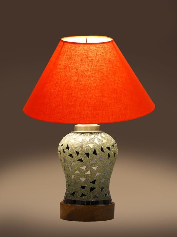 Multicolor Table Lamp | Artistic Mosaic Glass with Sturdy Wood Base | Decorative Ambient Light for Home D�cor | Perfect Blend of Modern & Traditional Style - Model DG129