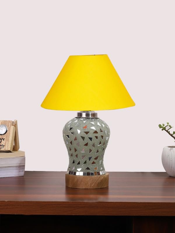 Multicolor Table Lamp | Artistic Mosaic Glass with Sturdy Wood Base | Decorative Ambient Light for Home D�cor | Perfect Blend of Modern & Traditional Style - Model DG130