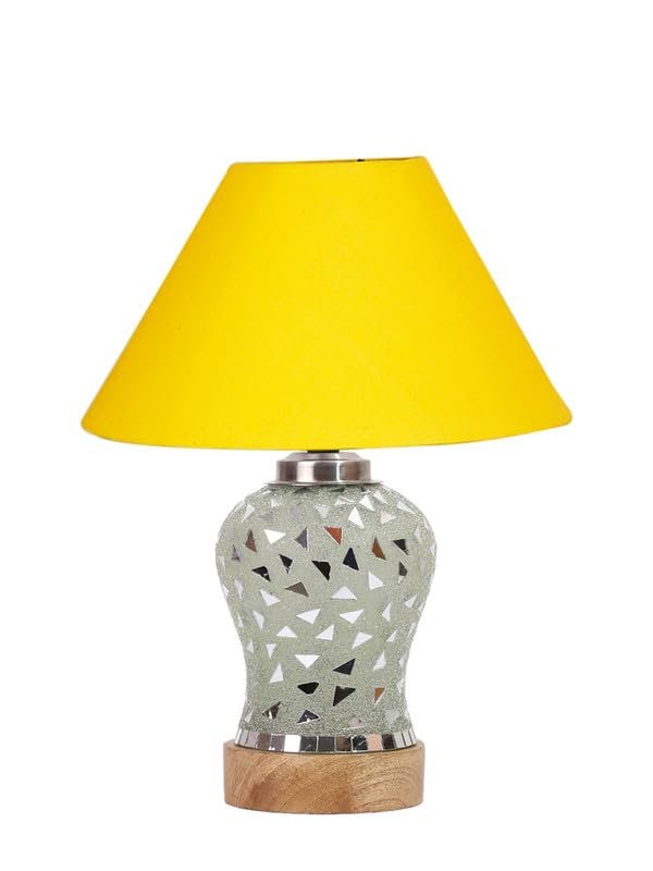 Multicolor Table Lamp | Artistic Mosaic Glass with Sturdy Wood Base | Decorative Ambient Light for Home D�cor | Perfect Blend of Modern & Traditional Style - Model DG130