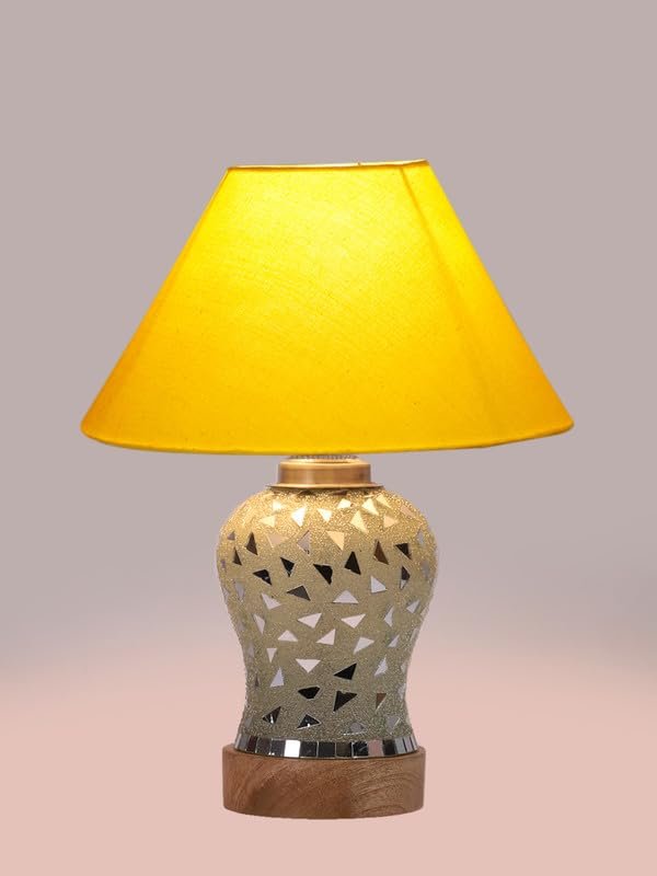 Multicolor Table Lamp | Artistic Mosaic Glass with Sturdy Wood Base | Decorative Ambient Light for Home D�cor | Perfect Blend of Modern & Traditional Style - Model DG130