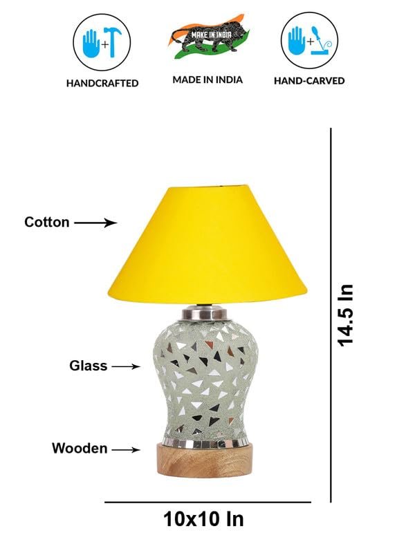 Multicolor Table Lamp | Artistic Mosaic Glass with Sturdy Wood Base | Decorative Ambient Light for Home D�cor | Perfect Blend of Modern & Traditional Style - Model DG130