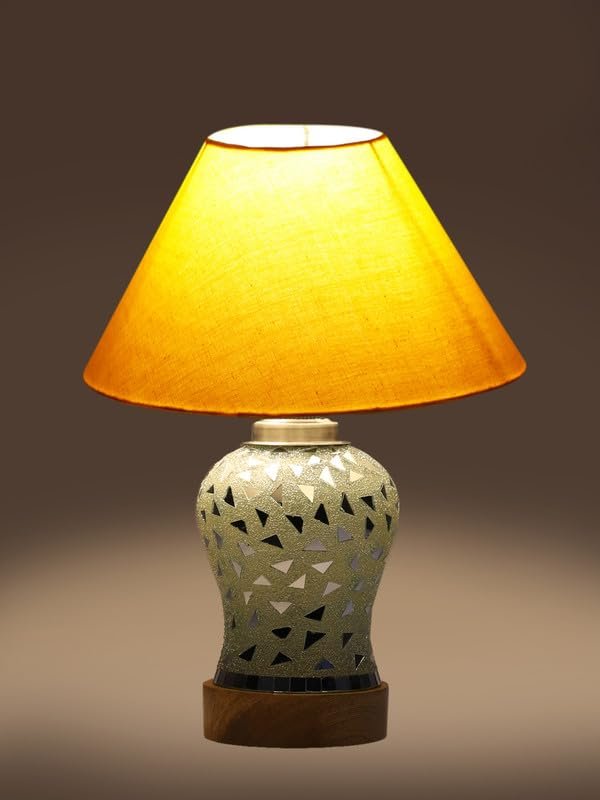 Multicolor Table Lamp | Artistic Mosaic Glass with Sturdy Wood Base | Decorative Ambient Light for Home D�cor | Perfect Blend of Modern & Traditional Style - Model DG130