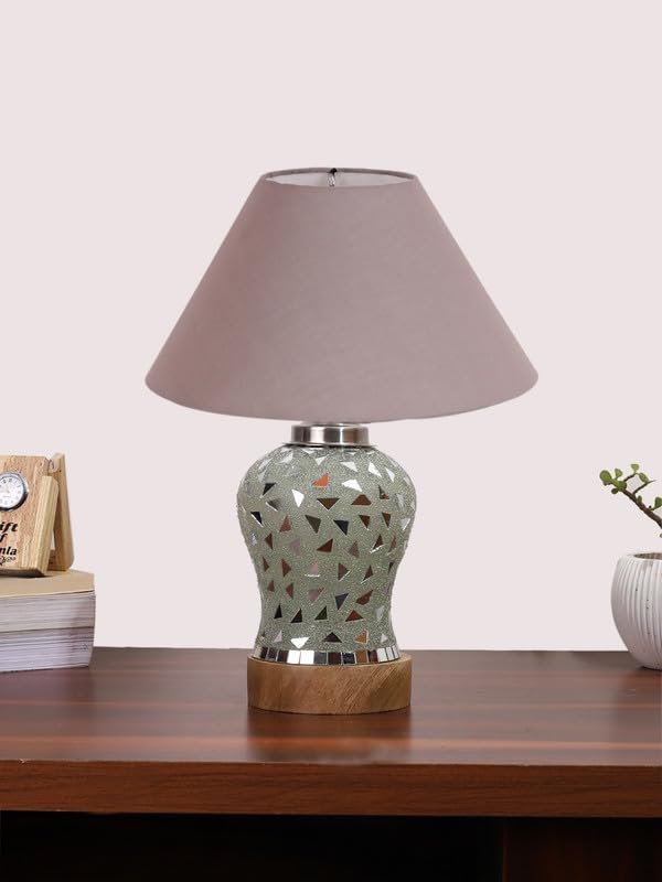 Multicolor Table Lamp | Artistic Mosaic Glass with Sturdy Wood Base | Decorative Ambient Light for Home D�cor | Perfect Blend of Modern & Traditional Style - Model DG131