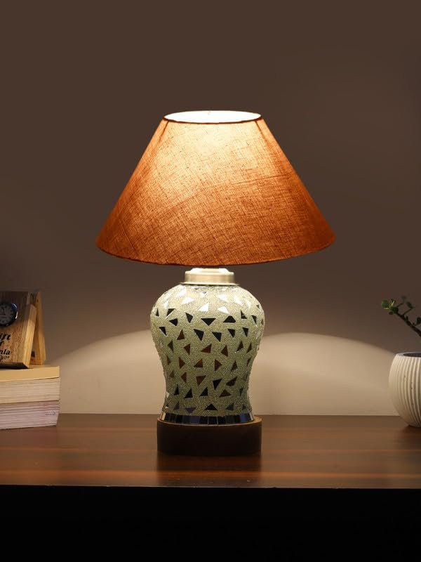 Multicolor Table Lamp | Artistic Mosaic Glass with Sturdy Wood Base | Decorative Ambient Light for Home D�cor | Perfect Blend of Modern & Traditional Style - Model DG131