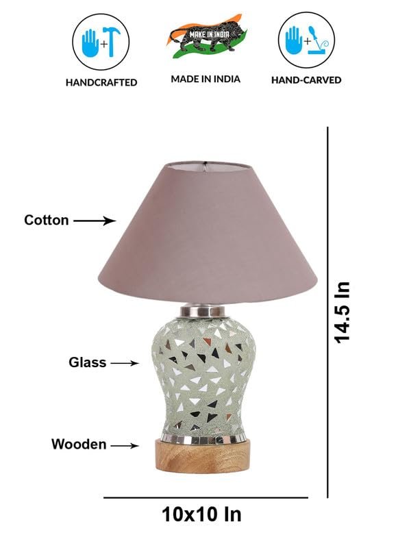 Multicolor Table Lamp | Artistic Mosaic Glass with Sturdy Wood Base | Decorative Ambient Light for Home D�cor | Perfect Blend of Modern & Traditional Style - Model DG131