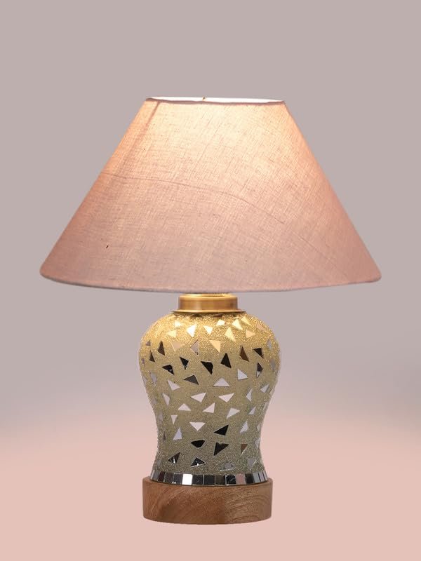 Multicolor Table Lamp | Artistic Mosaic Glass with Sturdy Wood Base | Decorative Ambient Light for Home D�cor | Perfect Blend of Modern & Traditional Style - Model DG131