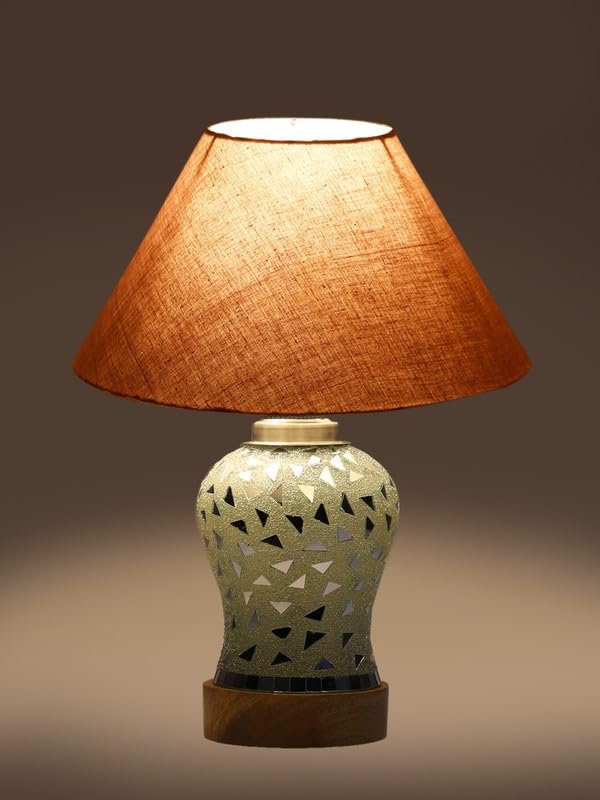 Multicolor Table Lamp | Artistic Mosaic Glass with Sturdy Wood Base | Decorative Ambient Light for Home D�cor | Perfect Blend of Modern & Traditional Style - Model DG131