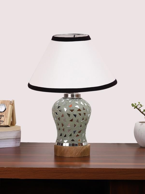 Multicolor Table Lamp | Artistic Mosaic Glass with Sturdy Wood Base | Decorative Ambient Light for Home D�cor | Perfect Blend of Modern & Traditional Style - Model DG132