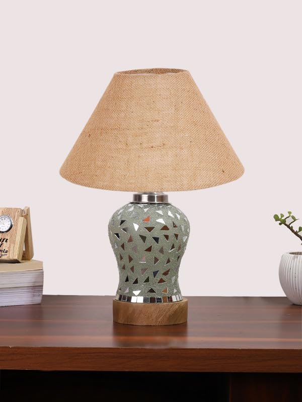 Multicolor Table Lamp | Artistic Mosaic Glass with Sturdy Wood Base | Decorative Ambient Light for Home D�cor | Perfect Blend of Modern & Traditional Style - Model DG133