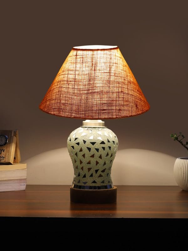 Multicolor Table Lamp | Artistic Mosaic Glass with Sturdy Wood Base | Decorative Ambient Light for Home D�cor | Perfect Blend of Modern & Traditional Style - Model DG133