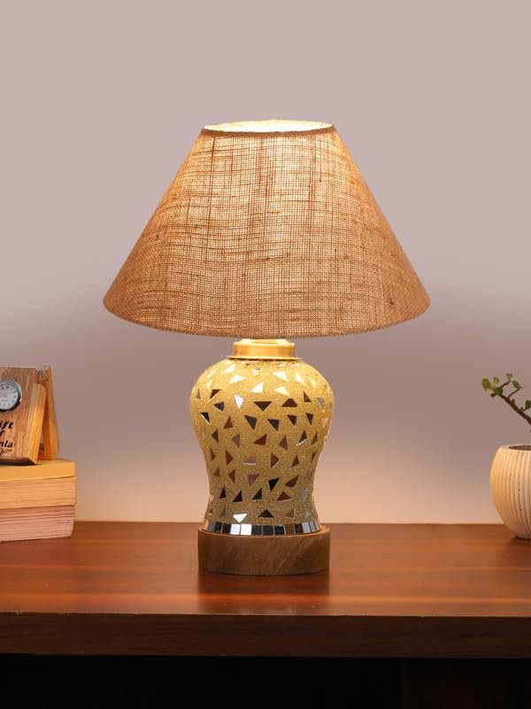 Multicolor Table Lamp | Artistic Mosaic Glass with Sturdy Wood Base | Decorative Ambient Light for Home D�cor | Perfect Blend of Modern & Traditional Style - Model DG133