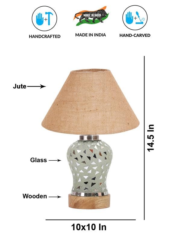 Multicolor Table Lamp | Artistic Mosaic Glass with Sturdy Wood Base | Decorative Ambient Light for Home D�cor | Perfect Blend of Modern & Traditional Style - Model DG133