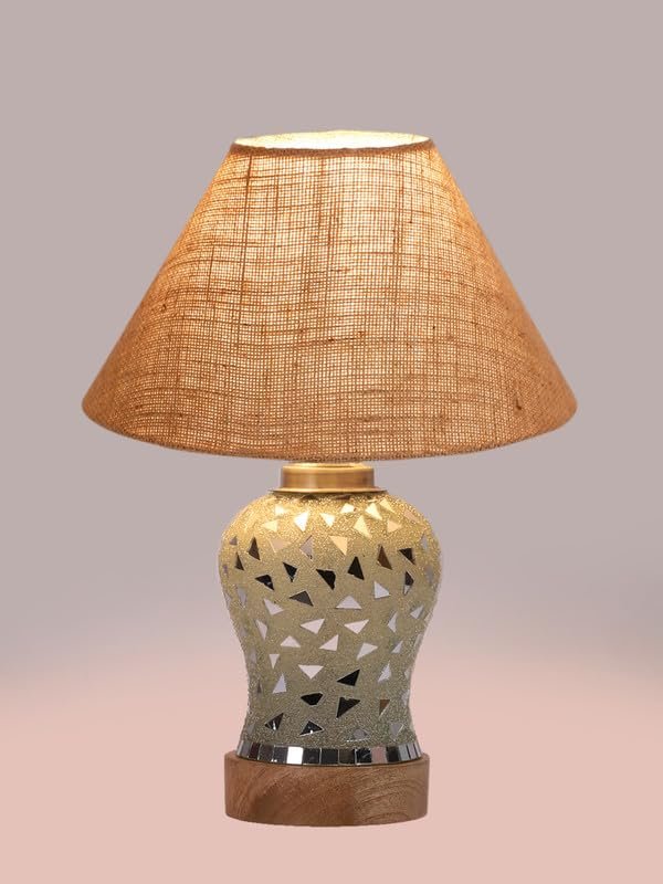 Multicolor Table Lamp | Artistic Mosaic Glass with Sturdy Wood Base | Decorative Ambient Light for Home D�cor | Perfect Blend of Modern & Traditional Style - Model DG133