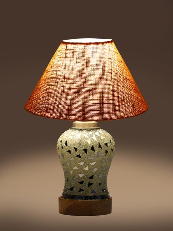 Multicolor Table Lamp | Artistic Mosaic Glass with Sturdy Wood Base | Decorative Ambient Light for Home D�cor | Perfect Blend of Modern & Traditional Style - Model DG133