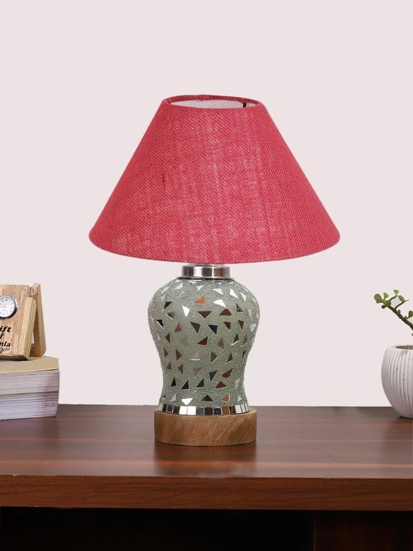 Multicolor Table Lamp | Artistic Mosaic Glass with Sturdy Wood Base | Decorative Ambient Light for Home D�cor | Perfect Blend of Modern & Traditional Style - Model DG134