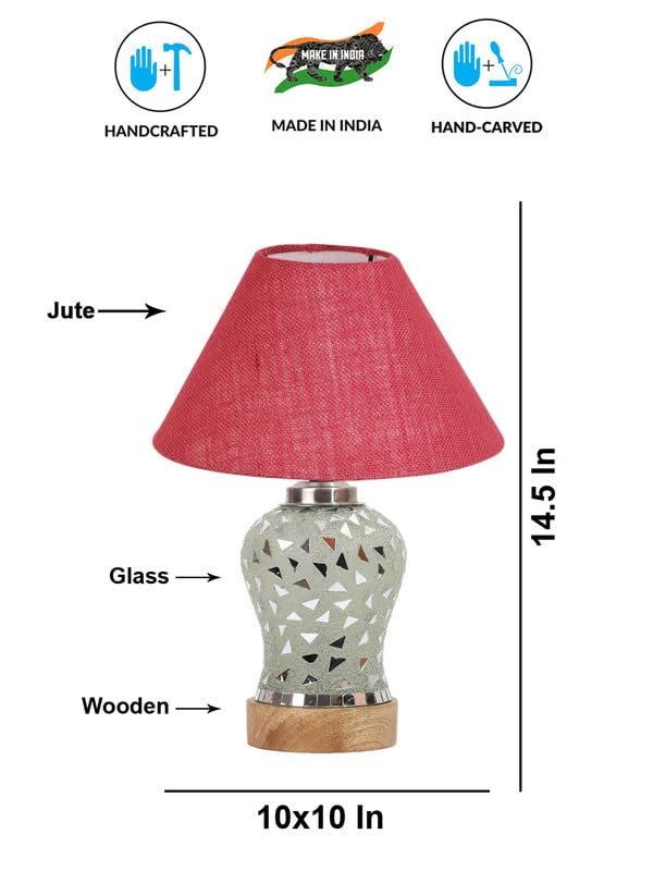 Multicolor Table Lamp | Artistic Mosaic Glass with Sturdy Wood Base | Decorative Ambient Light for Home D�cor | Perfect Blend of Modern & Traditional Style - Model DG134