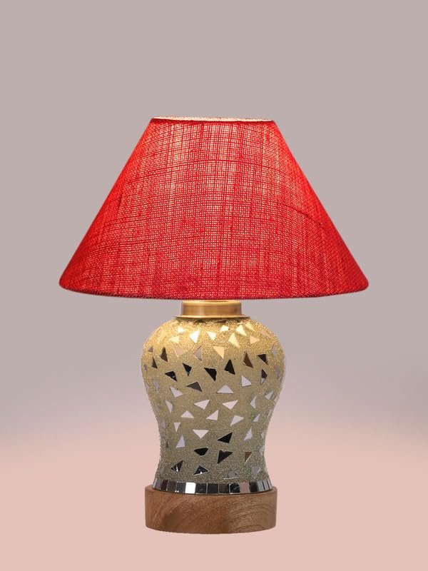 Multicolor Table Lamp | Artistic Mosaic Glass with Sturdy Wood Base | Decorative Ambient Light for Home D�cor | Perfect Blend of Modern & Traditional Style - Model DG134