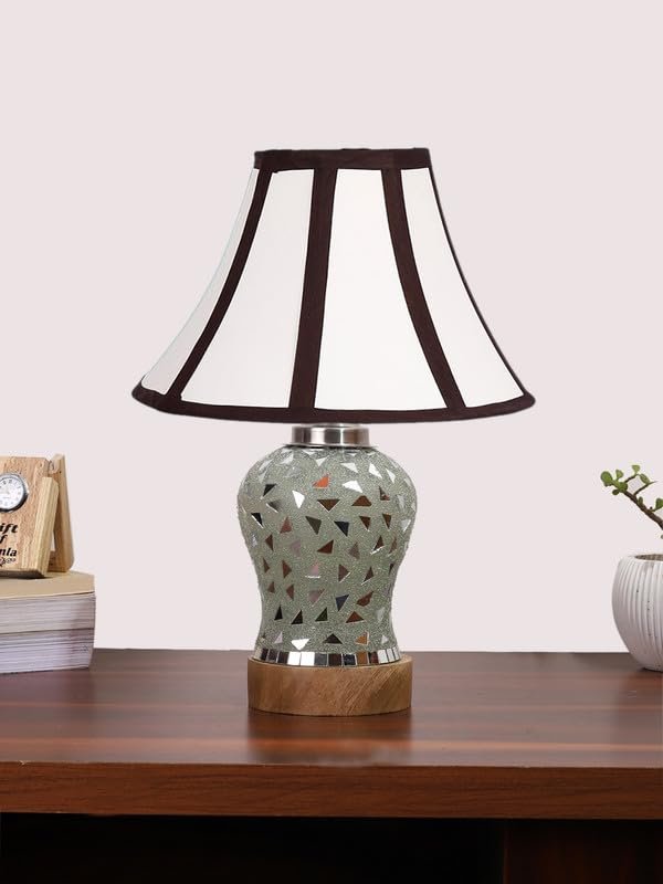 Multicolor Table Lamp | Artistic Mosaic Glass with Sturdy Wood Base | Decorative Ambient Light for Home D�cor | Perfect Blend of Modern & Traditional Style - Model DG142
