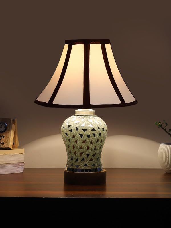 Multicolor Table Lamp | Artistic Mosaic Glass with Sturdy Wood Base | Decorative Ambient Light for Home D�cor | Perfect Blend of Modern & Traditional Style - Model DG142