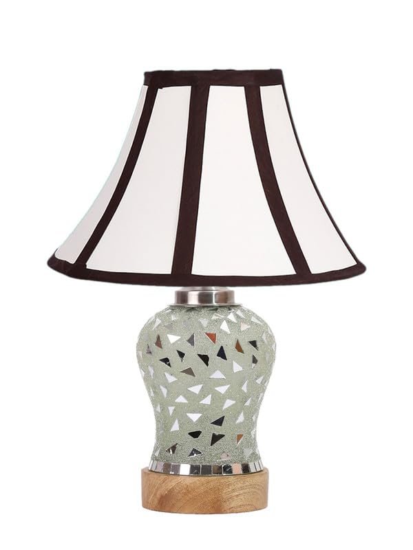 Multicolor Table Lamp | Artistic Mosaic Glass with Sturdy Wood Base | Decorative Ambient Light for Home D�cor | Perfect Blend of Modern & Traditional Style - Model DG142