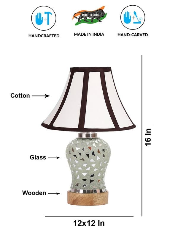 Multicolor Table Lamp | Artistic Mosaic Glass with Sturdy Wood Base | Decorative Ambient Light for Home D�cor | Perfect Blend of Modern & Traditional Style - Model DG142