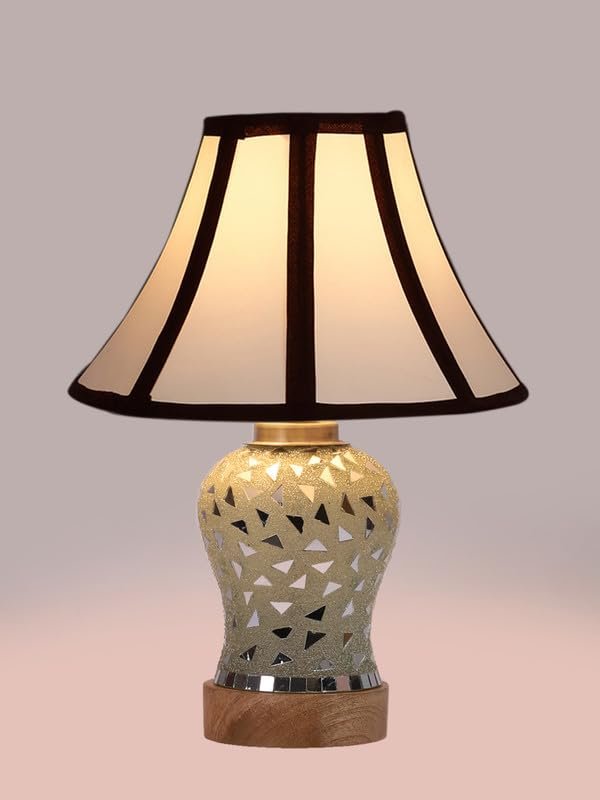 Multicolor Table Lamp | Artistic Mosaic Glass with Sturdy Wood Base | Decorative Ambient Light for Home D�cor | Perfect Blend of Modern & Traditional Style - Model DG142