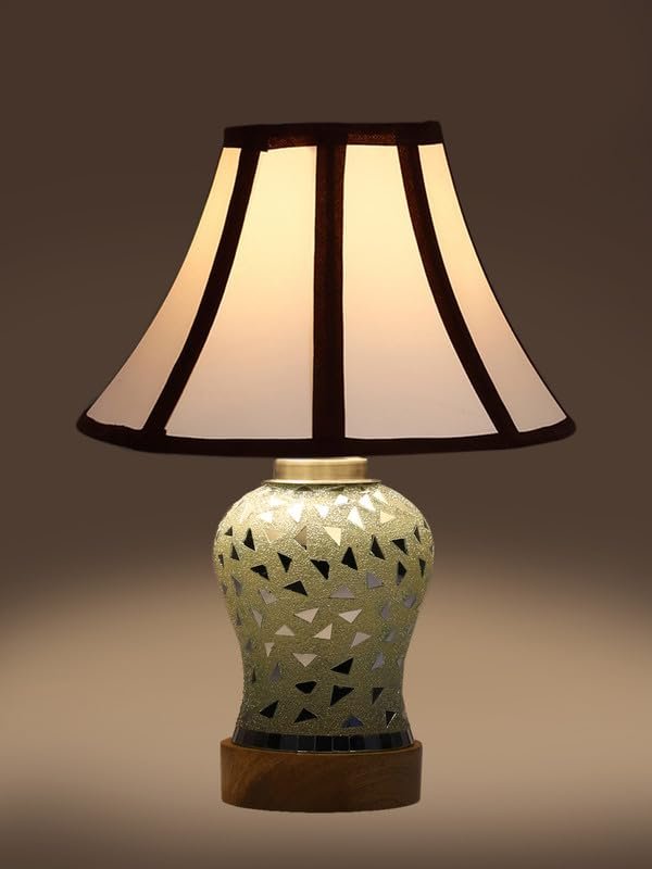 Multicolor Table Lamp | Artistic Mosaic Glass with Sturdy Wood Base | Decorative Ambient Light for Home D�cor | Perfect Blend of Modern & Traditional Style - Model DG142