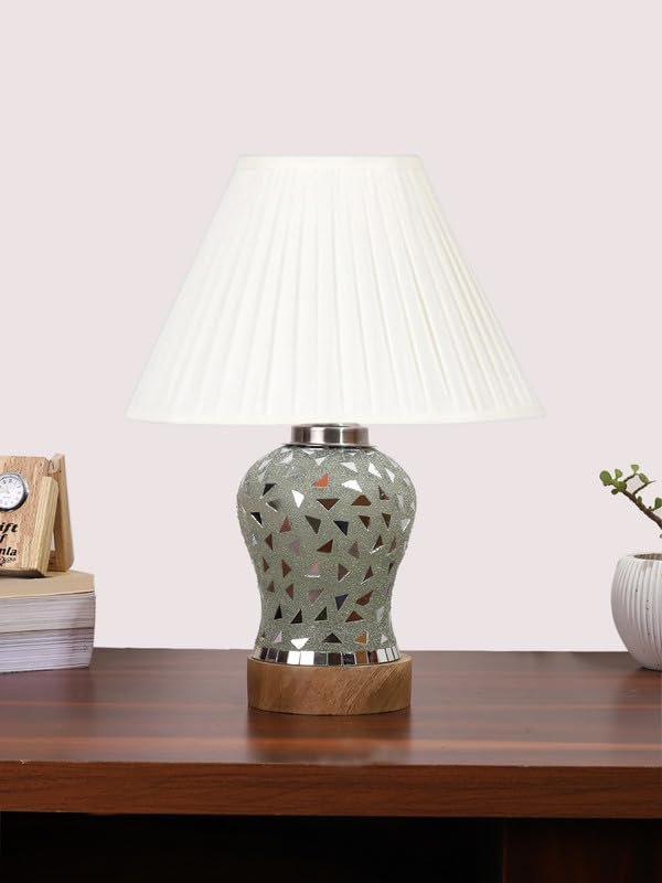 Multicolor Table Lamp | Artistic Mosaic Glass with Sturdy Wood Base | Decorative Ambient Light for Home D�cor | Perfect Blend of Modern & Traditional Style - Model DG143
