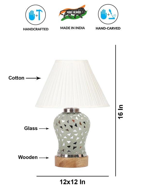 Multicolor Table Lamp | Artistic Mosaic Glass with Sturdy Wood Base | Decorative Ambient Light for Home D�cor | Perfect Blend of Modern & Traditional Style - Model DG143