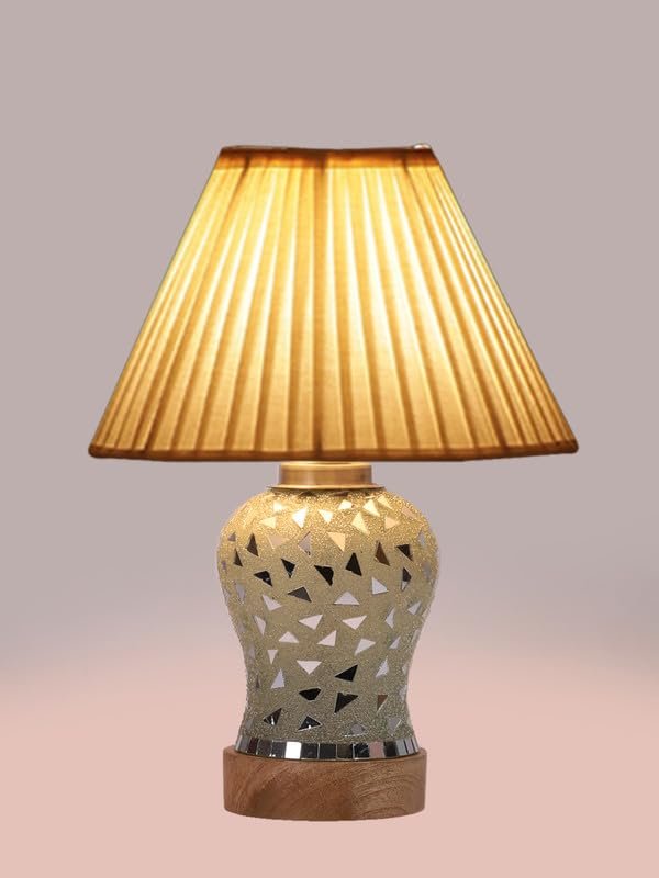 Multicolor Table Lamp | Artistic Mosaic Glass with Sturdy Wood Base | Decorative Ambient Light for Home D�cor | Perfect Blend of Modern & Traditional Style - Model DG143