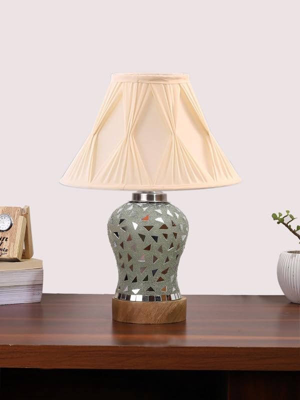 Multicolor Table Lamp | Artistic Mosaic Glass with Sturdy Wood Base | Decorative Ambient Light for Home D�cor | Perfect Blend of Modern & Traditional Style – Model DG145