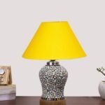 Multicolor Table Lamp | Artistic Mosaic Glass with Sturdy Wood Base | Decorative Ambient Light for Home D�cor | Perfect Blend of Modern & Traditional Style – Model DG155
