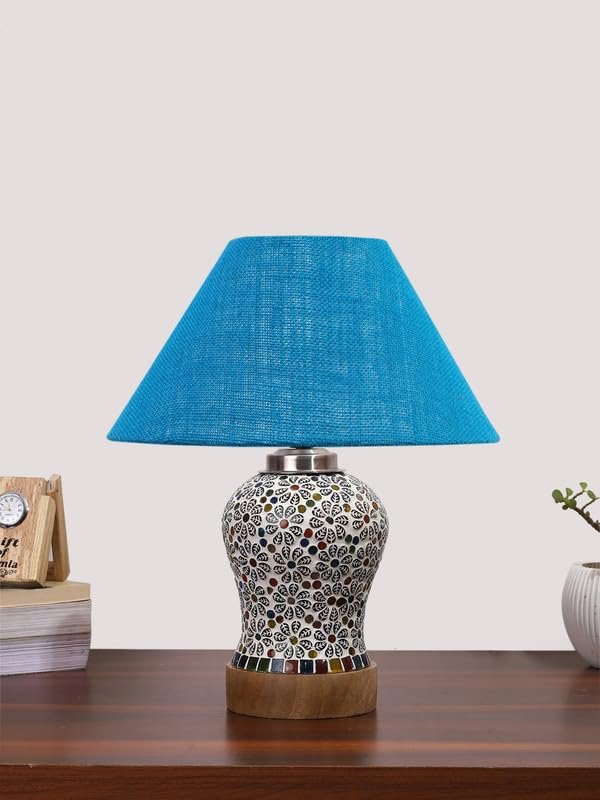 Multicolor Table Lamp | Artistic Mosaic Glass with Sturdy Wood Base | Decorative Ambient Light for Home D�cor | Perfect Blend of Modern & Traditional Style - Model DG161