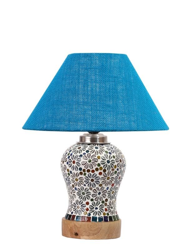 Multicolor Table Lamp | Artistic Mosaic Glass with Sturdy Wood Base | Decorative Ambient Light for Home D�cor | Perfect Blend of Modern & Traditional Style - Model DG161