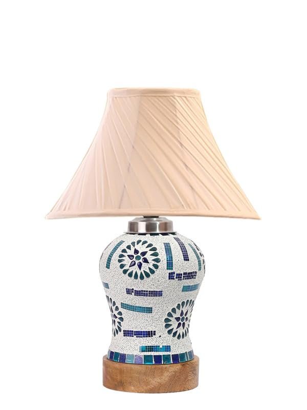 Multicolor Table Lamp | Artistic Mosaic Glass with Sturdy Wood Base | Decorative Ambient Light for Home D�cor | Perfect Blend of Modern & Traditional Style - Model DG194