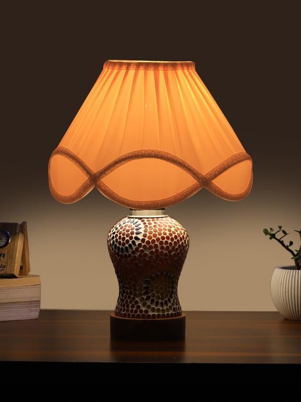 Multicolor Table Lamp | Artistic Mosaic Glass with Sturdy Wood Base | Decorative Ambient Light for Home D�cor | Perfect Blend of Modern & Traditional Style - Model DG222