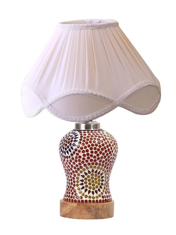 Multicolor Table Lamp | Artistic Mosaic Glass with Sturdy Wood Base | Decorative Ambient Light for Home D�cor | Perfect Blend of Modern & Traditional Style - Model DG222