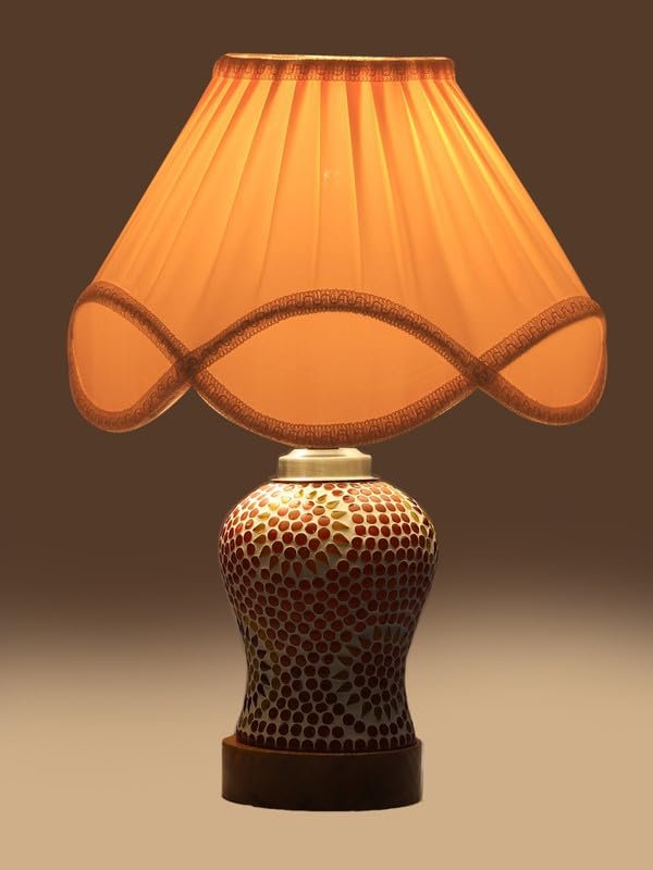 Multicolor Table Lamp | Artistic Mosaic Glass with Sturdy Wood Base | Decorative Ambient Light for Home D�cor | Perfect Blend of Modern & Traditional Style - Model DG222