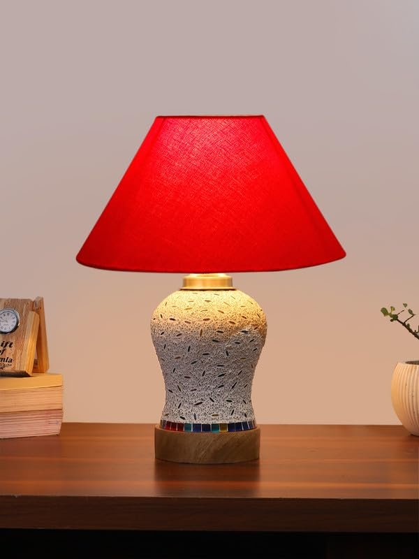 Multicolor Table Lamp | Artistic Mosaic Glass with Sturdy Wood Base | Decorative Ambient Light for Home D�cor | Perfect Blend of Modern & Traditional Style - Model DG228