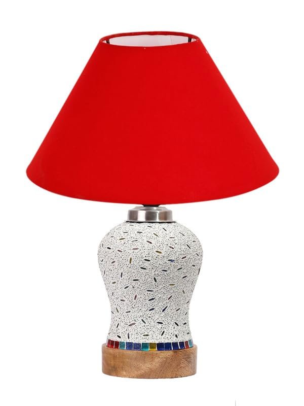 Multicolor Table Lamp | Artistic Mosaic Glass with Sturdy Wood Base | Decorative Ambient Light for Home D�cor | Perfect Blend of Modern & Traditional Style - Model DG228