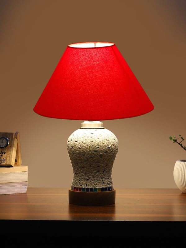 Multicolor Table Lamp | Artistic Mosaic Glass with Sturdy Wood Base | Decorative Ambient Light for Home D�cor | Perfect Blend of Modern & Traditional Style - Model DG228
