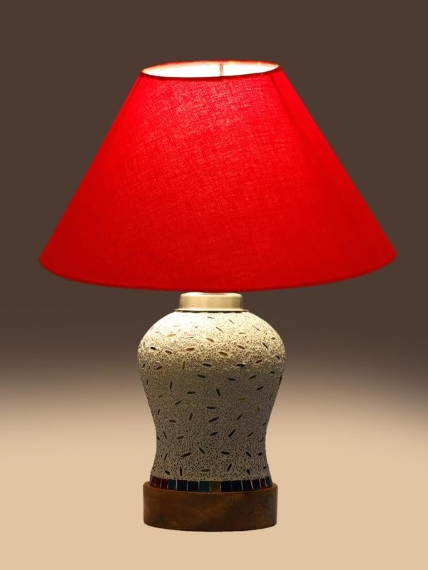 Multicolor Table Lamp | Artistic Mosaic Glass with Sturdy Wood Base | Decorative Ambient Light for Home D�cor | Perfect Blend of Modern & Traditional Style - Model DG228